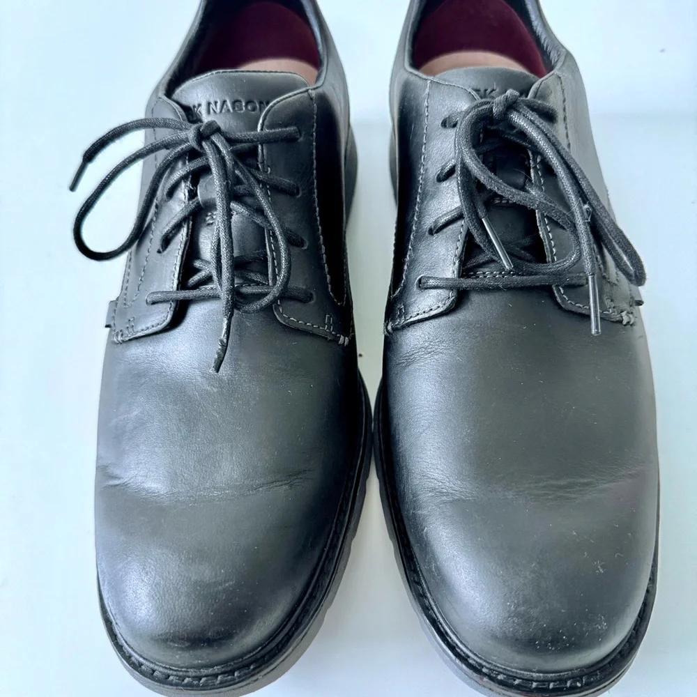 Mark Nason Men’s Lite Lugg Del-Leather Oxford Dress Shoes-Black/Gray Size 10.5